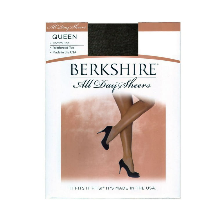 Berkshire Women's Plus-Size Queen All Day Sheer Control Top Pantyhose -  Reinforced Toe 4414, Fantasy Black, 3X-4X 