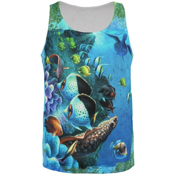 Tropical Reef Splatter All Over Mens Tank Top Multi MD