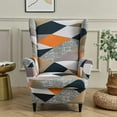 thumbnail image 1 of Wing Back Chair Covers with Arms Piece Slipcovers for Armchair Washable Stretch Print Pattern Wingback Chair Cover Furniture Protector Geometry, 1 of 7