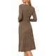 thumbnail image 3 of Vestido de punto acanalado INSPIRE CHIC para mujer, vestido de suéter midi de manga larga y cuello redondo, tamaño S, color marrón, 3 of 6
