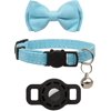AirTag Cat Collar Bow with Bell Holder Case Kitten Basic Wedding Silicone Safety Breakaway [case & Bow] Blue
