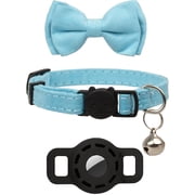 AirTag Cat Collar Bow with Bell Holder Case Kitten Basic Wedding Silicone Safety Breakaway [case & Bow] Blue