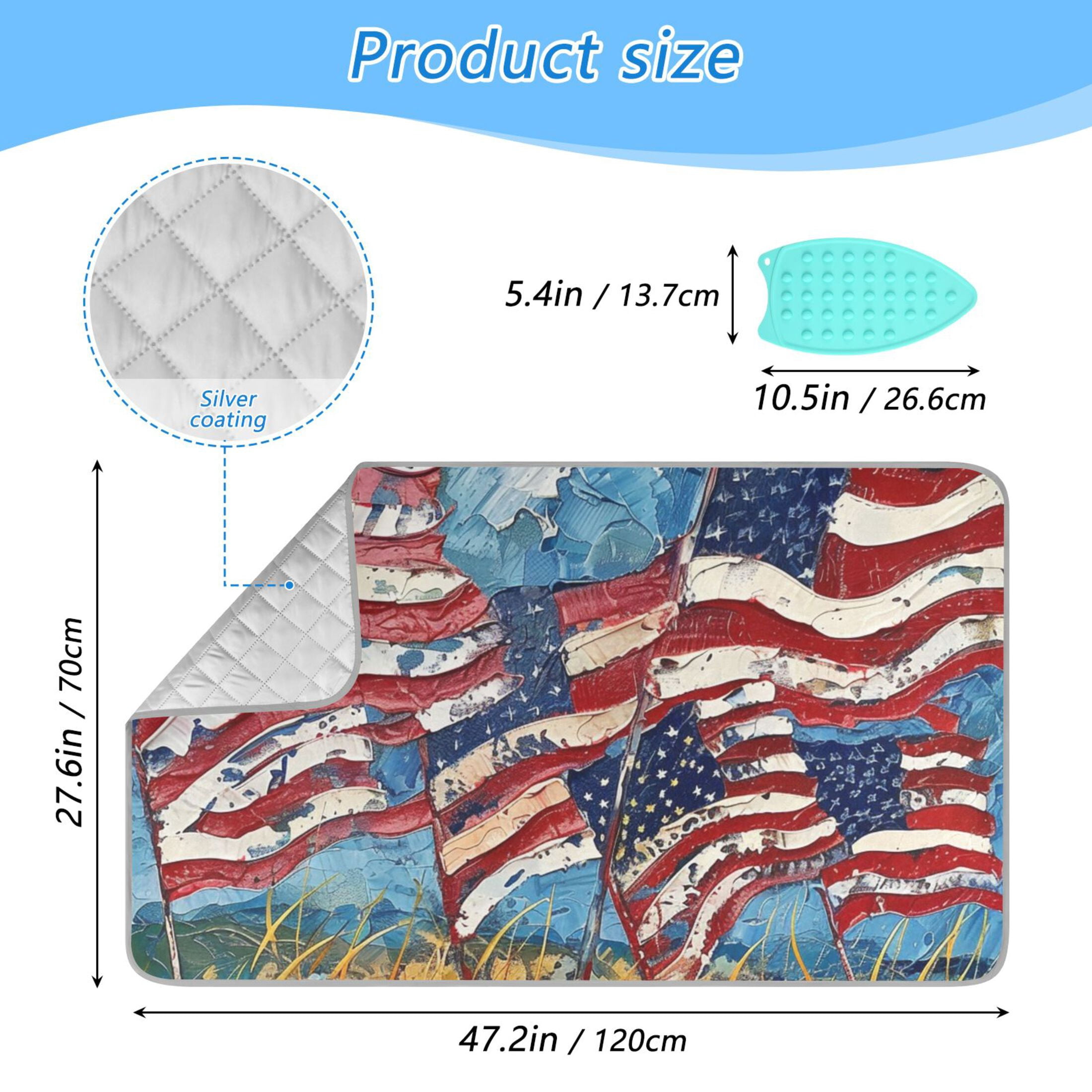 Usa Flags Ironing Board Covers Heat Resistant Ironing Pad Mat Portable for Travel Washer Dryer Table