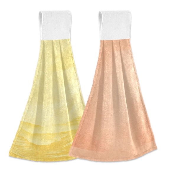 IAUYY Kitchen Hanging Towels Set of 2 100% Polyester Absorbent, Super Soft Hand Towels with Hanging Loops for Bathroom Kitchen A Yellow Background Paper Background