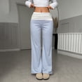 thumbnail image 2 of Women's Fold Over Wide Leg Yoga Pants Stretchy Bell Bottom Roll Up, 2 of 9