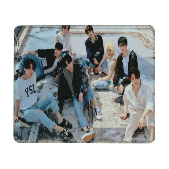 Stray Kids Desk Mat, Gaming Mouse Pad Mat with Non-Slip Base Stitched Edges Mousepad for Computer, Office, and Laptop 7 x 8.6 in