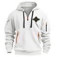 thumbnail image 2 of Jinhomg Quarter Zip Men Hoodies Pullover Trendy Graphic Hooded Sweatshirt Mid Weight Multi Pocket Long Sleeve Athletic Tops Winter Saving White XXL, 2 of 5