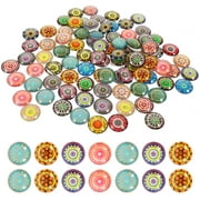 100 Pcs Patch Jewelry Making Supplies DIY Glass Cabochons Boho Decor Mosaic Printed Kaleidoscope