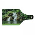 thumbnail image 1 of Waterfall Cutting Board, Double Waterfalls Flow to Natural Lake Bushes and Grass Like Garden Print, Decorative Tempered Glass Cutting and Serving Board, Wine Bottle Shape, Green, by Ambesonne, 1 of 1