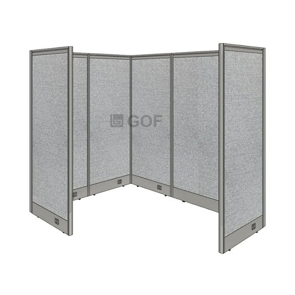GOF 1 Person Workstation Cubicle, Office Partition, Room Divider, 5.5'D x 6.5'W x 6'H, Gray