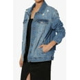 thumbnail image 3 of TheMogan Women's PLUS Distressed Ripped Jean Oversized Boyfriend Long Denim Jacket, 3 of 7