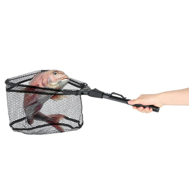 Landing Net Pole Landing Net Telescopic Pole Portable Aluminum Alloy Telescopic Foldng Fishing Landing Net Pole Rubber Handle 40cm