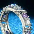 thumbnail image 5 of Dujiujun Faux Diamond Ring Shiny Crossed Ladies Crossover Two-tone Zircons Ring Party Supply, 5 of 7