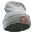 thumbnail image 4 of Bat Insignia Embroidered 12 Inch Long Knitted Beanie - Heather Grey OSFM, 4 of 5