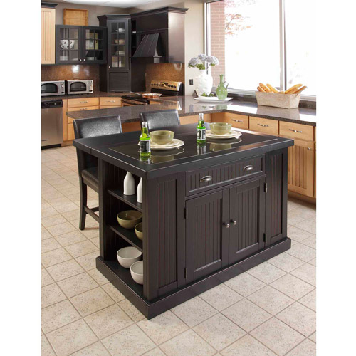 Home Styles Nantucket Kitchen Island, Distressed Black  Walmart.com