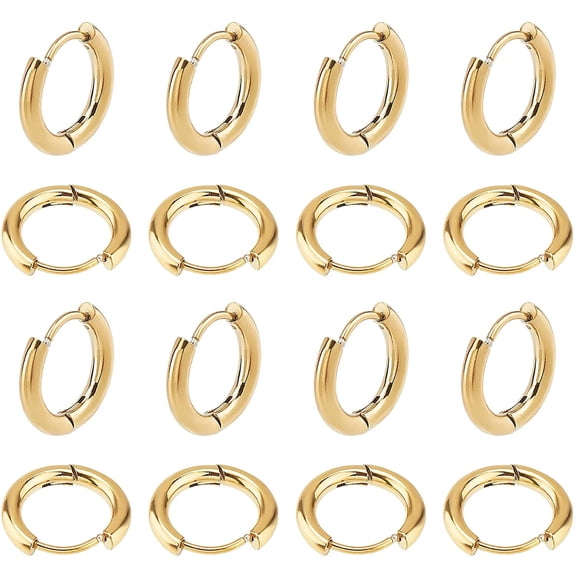 24pcs Ring Huggie Hoop Earring Golden Earring Hypoallergenic Earrings Stainless Steel Earrings for Women Jewellery Making 14mm,1mm Pin
