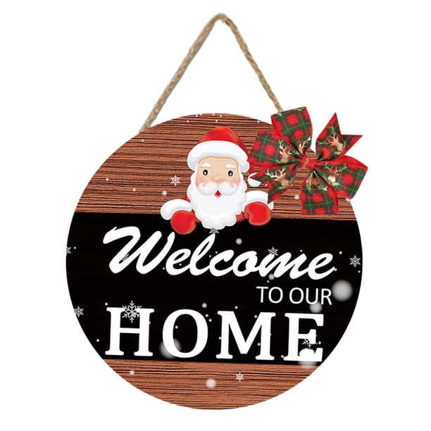Letrero navideño para puerta, colgador de puerta para exterior e interior, placa para puerta de entrada, Estilo C