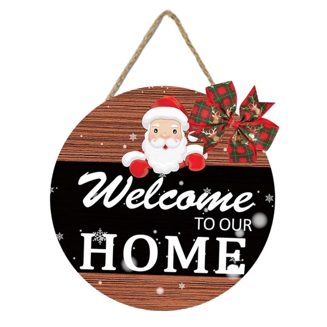 Letrero navideño para colgar en la puerta, placa navideña para colgar en la puerta de entrada Estilo C