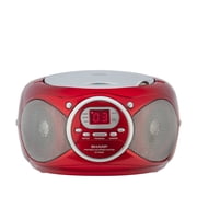 Sharp QT-CD280(RD) Portable CD Boombox with AM/FM Stereo Radio & Aux Input – Battery Powered, Red
