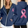 thumbnail image 2 of Hoodies for Women Cropped Zip Up Hoodie Y2K Festival Top Women's Zip Up Hoodie Pullover Cancer Awareness Month Long Sleeve Pocket Drawstring Casual Sweatshirt For Everyday Wear, 2 of 6