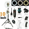 PVUEL 10" LED Ring Fill Light Dimmable Studio Photo Video USB Lamp Selfie Portable