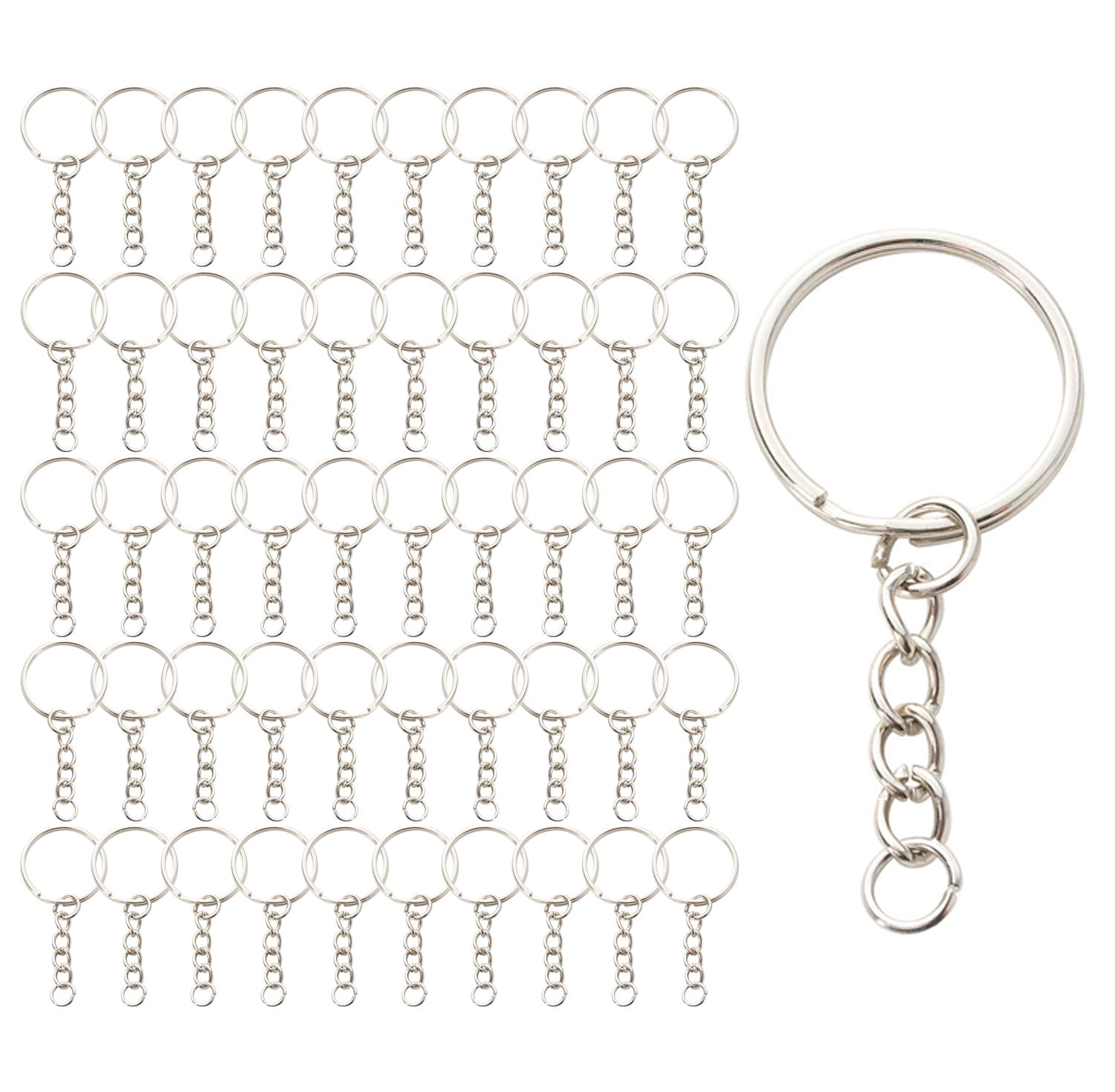 TSV Strong 2'' 100pcs Keychain Rings with Split, Chain and Jump