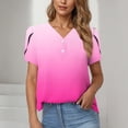 thumbnail image 2 of Ruimatai Women's V-Neck Short Sleeve Blouse Casual Button Down Ombre Print Top Comfortable Summer Fashion T-Shirt, 2 of 6