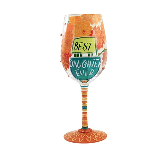 Enesco Lolita Best Daughter Ever Wine Glass, 9.05 Inch, Multicolor, 15 oz