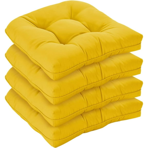 XmhyTop 18.9 x 18.9 Inch U Shape Rocking Chair Cushion Set, 4 Pack Soft Thickened Seat Cushions for Indoor/Outdoor Patio & Chaise Lounger (Yellow)