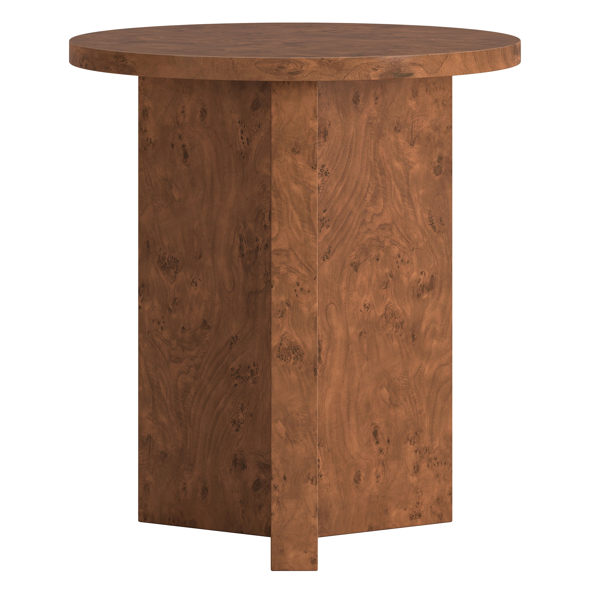Evelyn&Zoe Scandinavian 20" Wide Walnut Burl Side Table