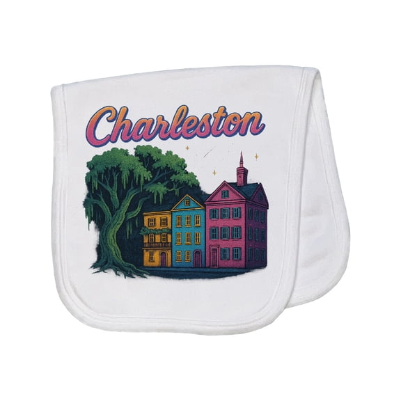 Inktastic Charleston Nightscape with Historic Houses Baby Burp Cloth
