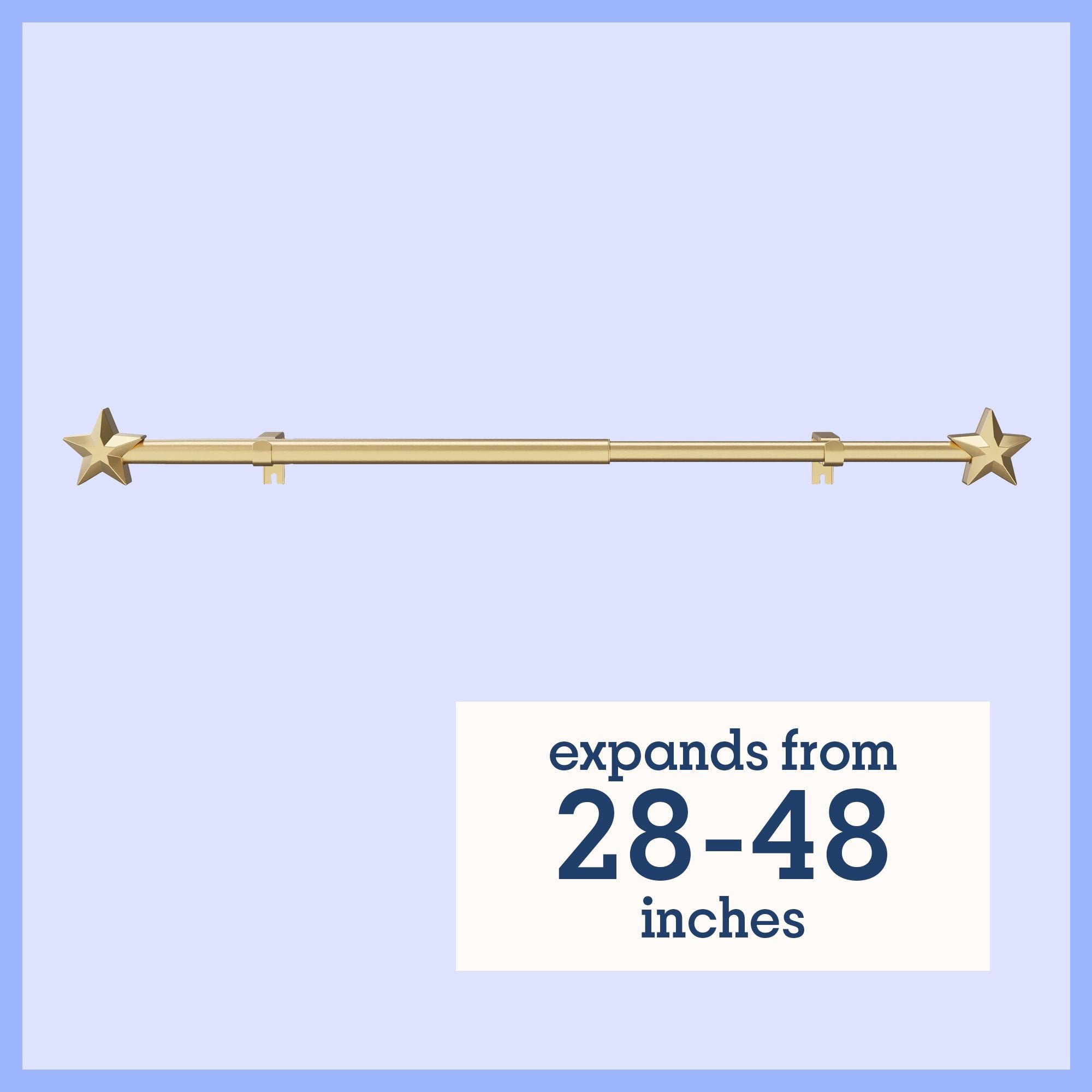 Mainstays Kids 3/4" Gold Star Adjustable Single Curtain Rod, 28"-48"