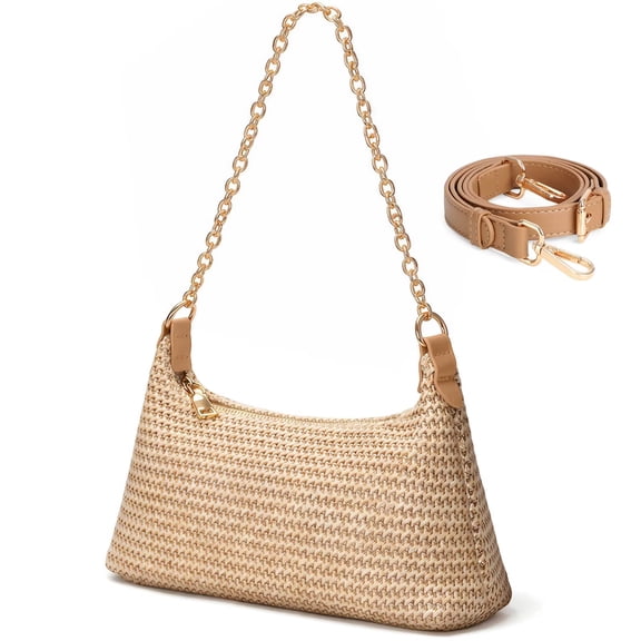 JASGOOD Beach Bags for Women Summer Straw Purse Boho Woven Shoulder Bag Vacation Handbag Crochet Purse