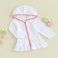 thumbnail image 3 of Enfants Fille Hoodie Robe Couleur Unie à Volants à Manches Longues Robe de Plage, 3 of 8