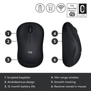 Logitech M185 Wireless Mouse, 2.4GHz with USB Mini Receiver, 12-Month Battery Life, 1000 DPI Optical Tracking, Ambidextrous PC/Mac/Laptop