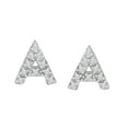 thumbnail image 4 of Natalia Drake Initial 1/10 Cttw Diamond Stud Earrings for Men or Women in Rhodium Plated Sterling Silver Letter A (Color H-I / Clarity I1-I2), 4 of 4