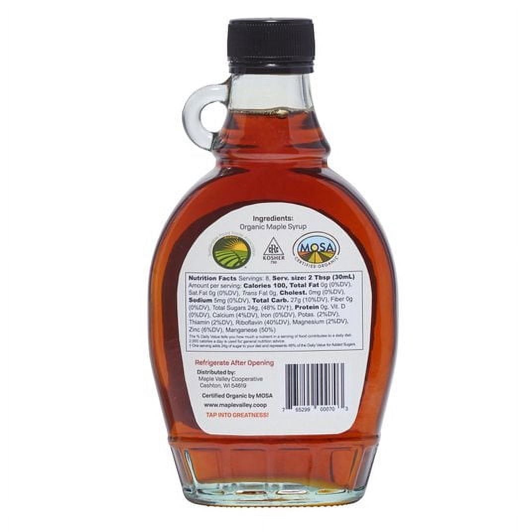 Maple Valley Coop Maple Syrup, Grade A Dark Robust, Organic-12 x 8 floz