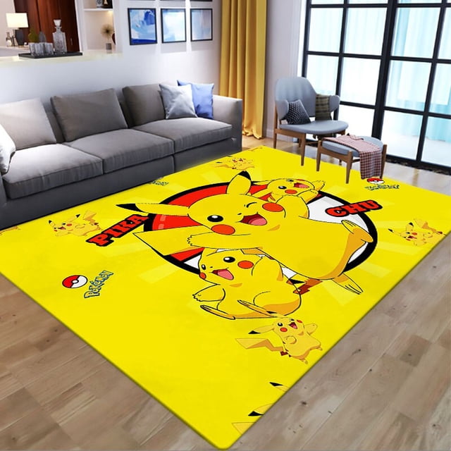 Alfombra de baño antideslizante de Pikachu, tapete rectangular de Pokemon, alfombra de franela para sala de estar, baño, dibujos animados Kawaii, Alfombra de puerta de cocina, decoración del hogar