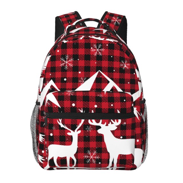 Disketp Christmas Buffalo Plaid Mochila Estampada para Hombre y Mujer – Mochila Ligera Clásica con Múltiples Bolsillos para Universidad, Trabajo y Viajes-One Size