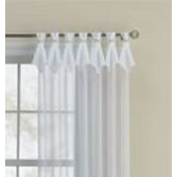 Breeze White Semi Sheer Tab Top Curtain Panel 63 Long Walmart Com Walmart Com