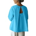thumbnail image 3 of Rvasteizo Women Crew Neck Long Sleeve Linen Mix Duster Coat for Thin Daily Sun Proof Outer Layer Matching, 3 of 5