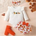 thumbnail image 2 of Jkety New Born Clothes Baby Girl Baby Girls Halloween Outfits My 1st Halloween Romper with Tutu Skirt Set with Leg Warmer with Headband Outfit Set(White,9-12 Months), 2 of 6