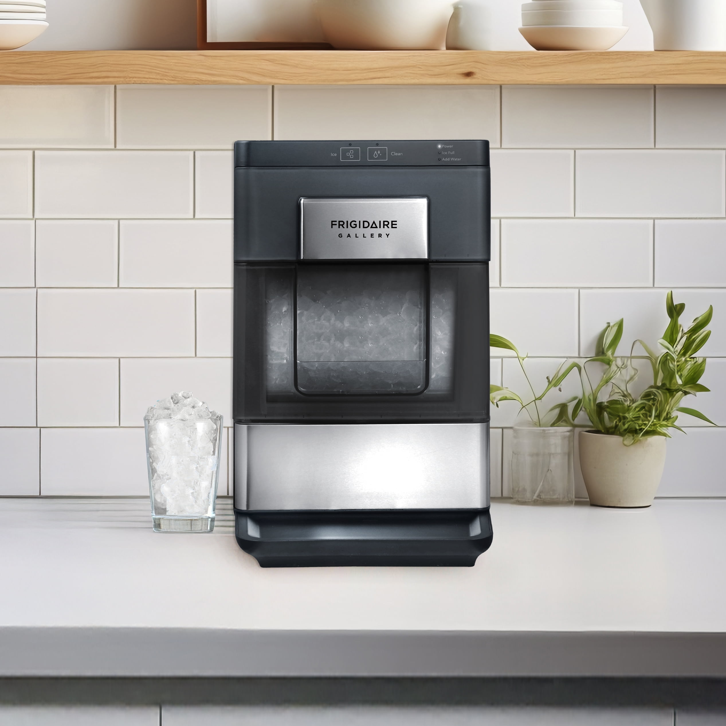 Frigidaire Gallery 33 lbs. Touchscreen Nugget Ice Maker, Stainless Steel Accent, Black, EFIC220