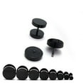 thumbnail image 2 of Skymirror 1 Pair Men Cool Punk Round Black Stainless Steel Ear Stud Piercing Earrings 3mm - 14mm, 2 of 8