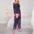 thumbnail image 3 of Honeii Astronaut Riding Fiery Horse Print Women's Pajama Sets Long Sleeve Button Down Sleepwear Nightwear Soft Pjs Lounge Sets 2PCS-Small, 3 of 7