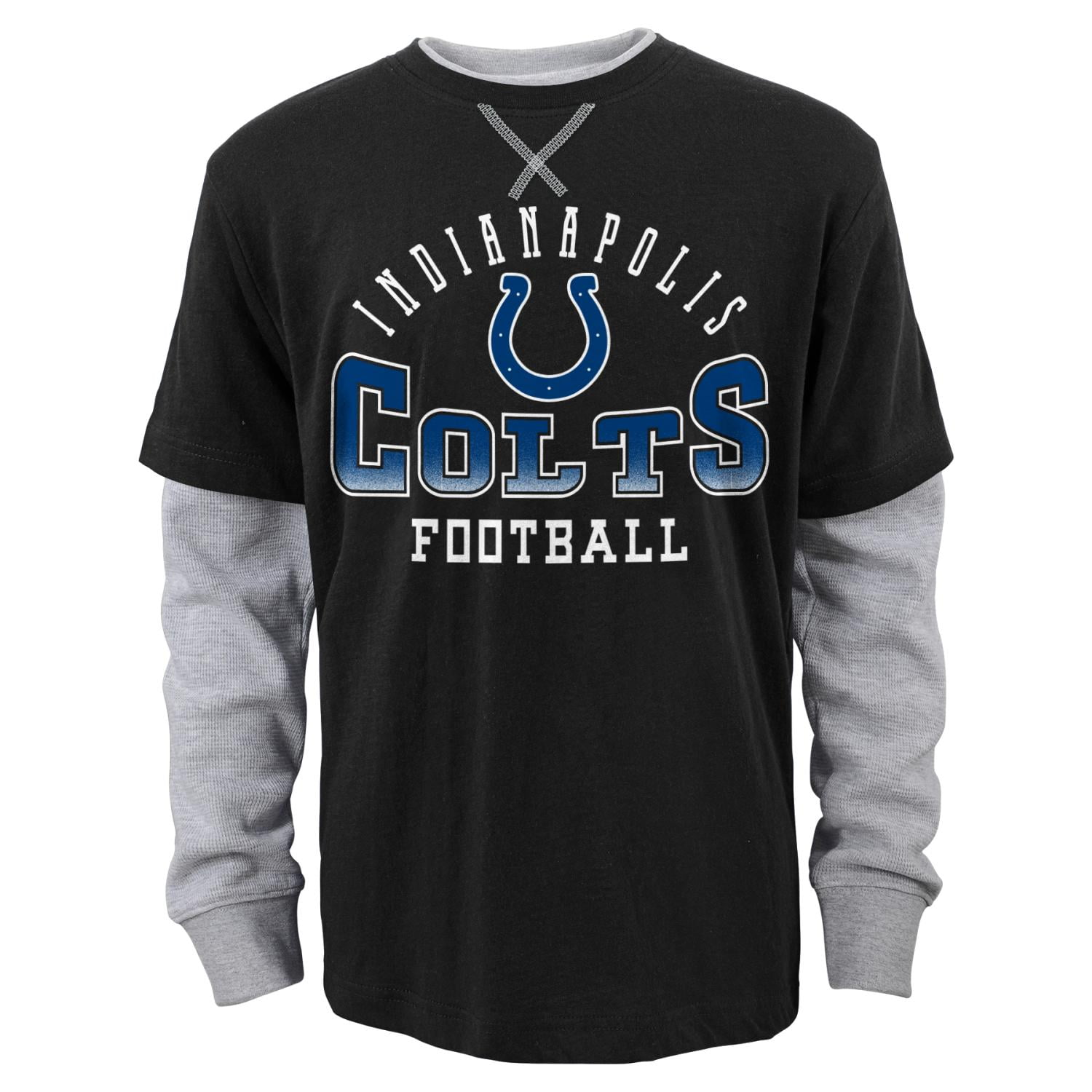 Indianapolis Colts Youth NFL "Arched Fade" L S Faux Layer Thermal Shirt by Outerstuff
