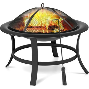 35 Round Lattice Wood Burning Fire Pit, 24 Inch Round Fire Pit Spark Screensaver