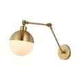 thumbnail image 2 of JONATHAN Y Alba 8" 1-Light Mid-Century Modern Arm-Adjustable Iron/Glass LED Sconce, Brass Gold/Frosted, 2 of 9