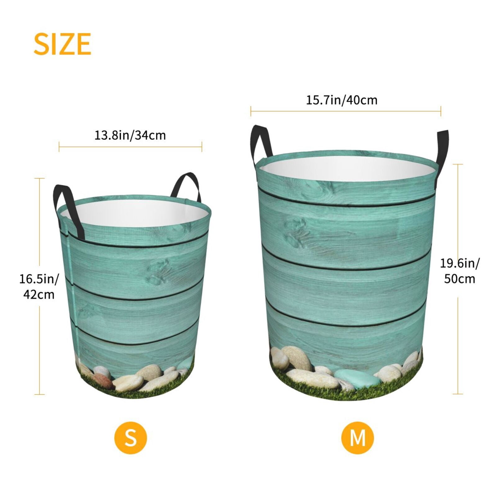 Picia Wood Grain Large Laundry Basket, Waterproof, Freestanding Laundry Hamper, Collapsible Tall Clothes Hamper with Extended Handles-