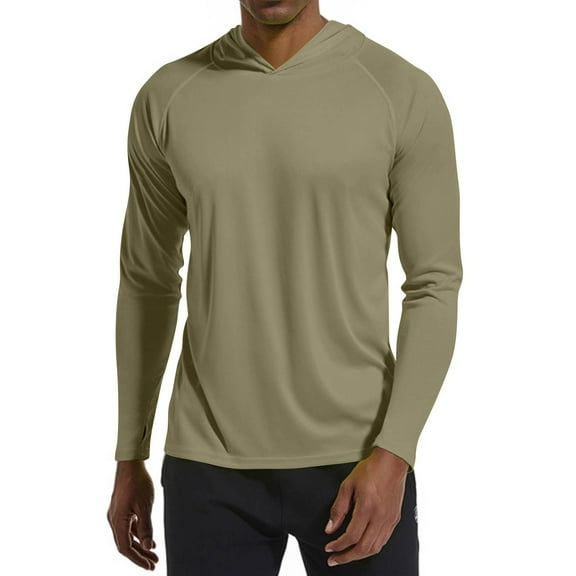 Homeyce Sun Shirts for Men Long Sleeve UPF 50 Shirt Uv Protection Fishing Swimming Lightweight Hoodie with Hood Quick Dry T Shirts Rash Guards,Deep Green M